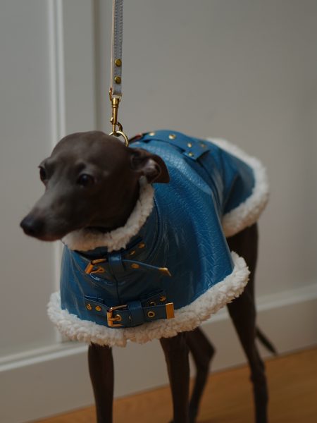 Płaszcz krokodyl ocieplany - niebieski