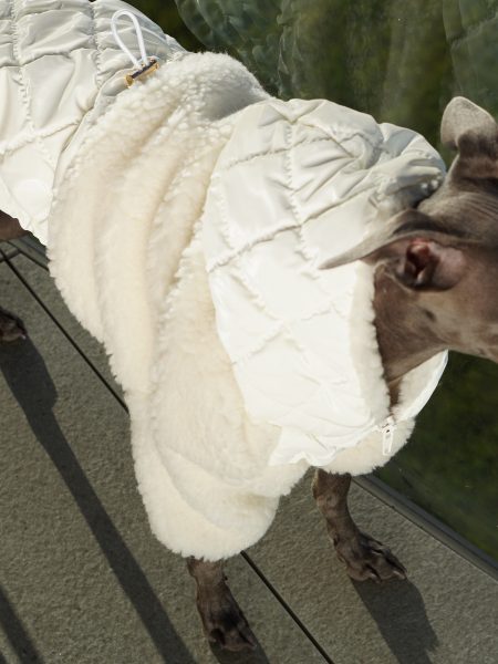 Pikowana kurtka dla psa - ecru